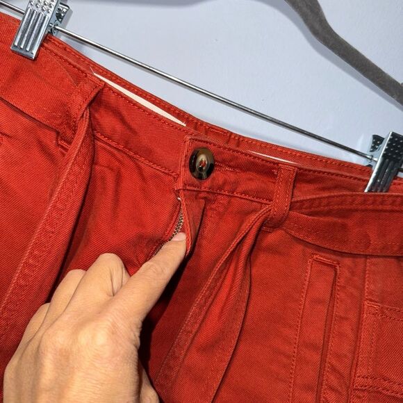 Pilcro Anthropologie Belted Mini Skirt Fall Burnt Orange Size 00 EUC - Picture 5 of 9